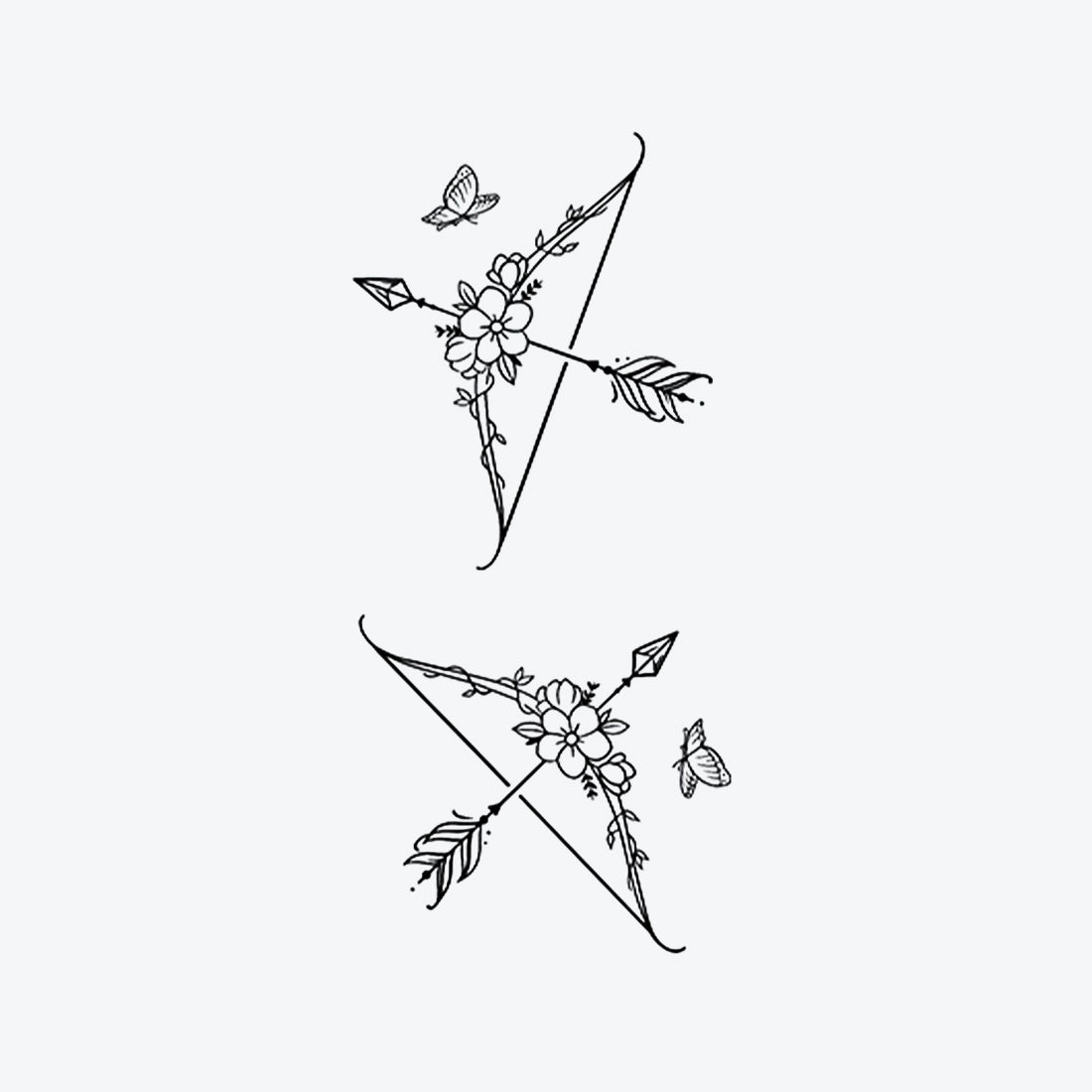 Floral Arrow & Butterfly Tattoo - HC-151