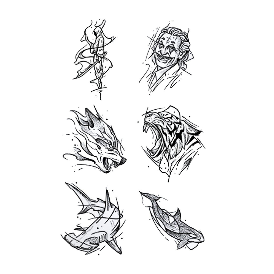 Beast Tide: Ocean Predator Tattoo Pack - hc-375 / 4.3x7.1in