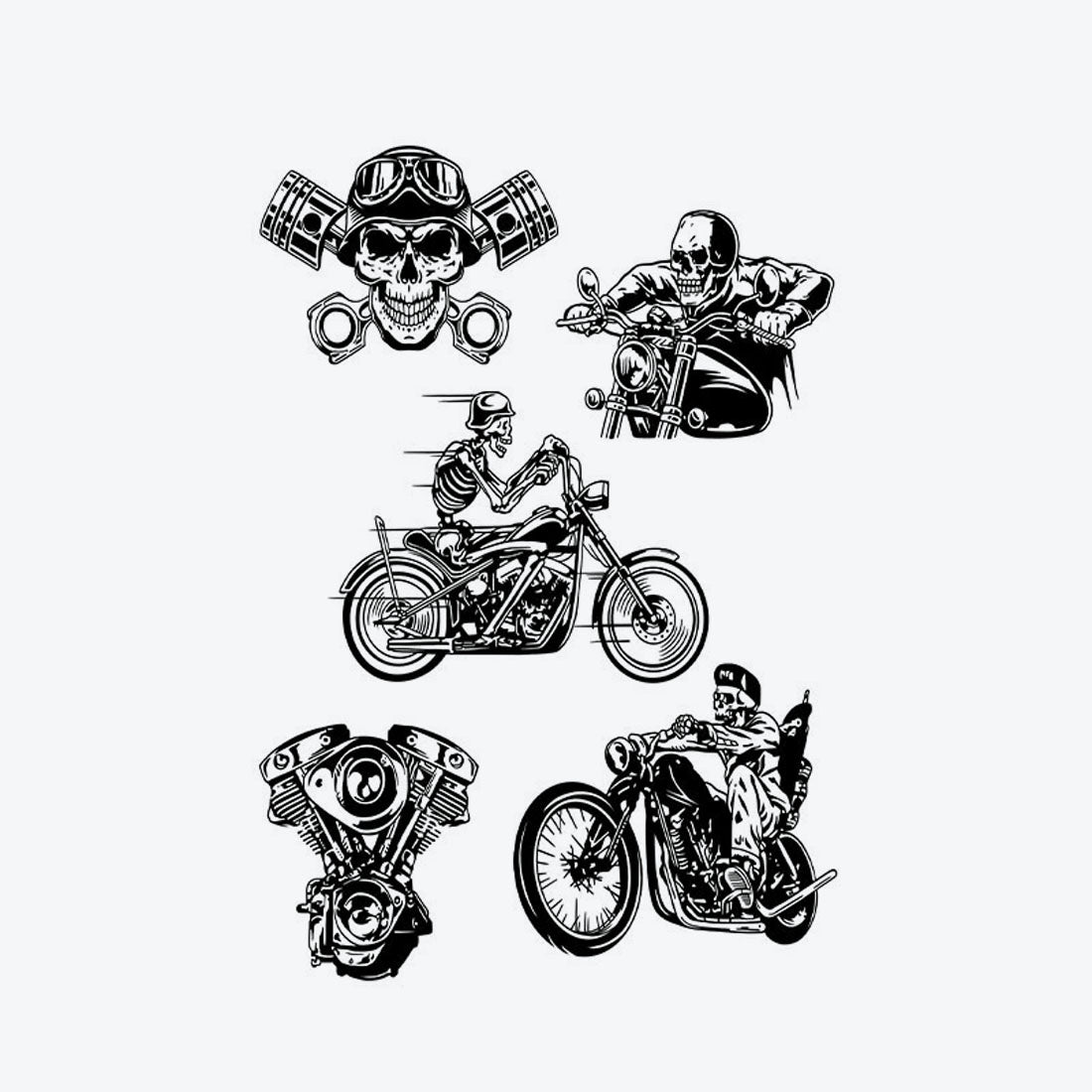 Ride or Die: Biker Skull Tattoo Pack - hc-549 / 4.3x7.1in