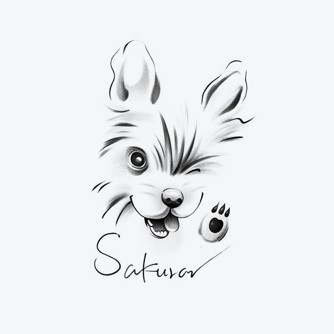 Winking Pup Tattoo - hd-078 / 9.4×4.3in