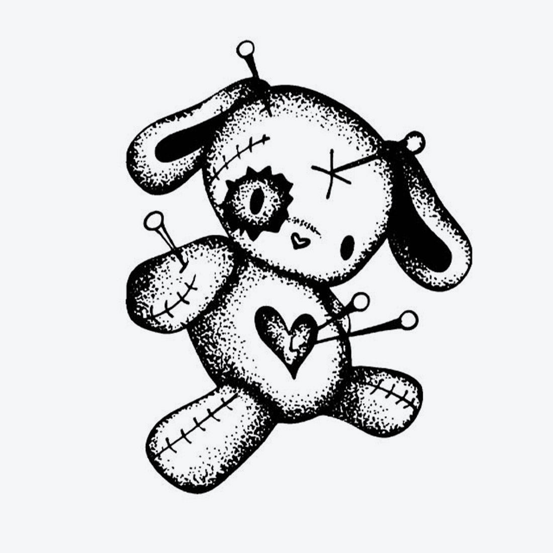Stitched Heart Plushie Tattoo - kt-723 / 4.3x7.1in