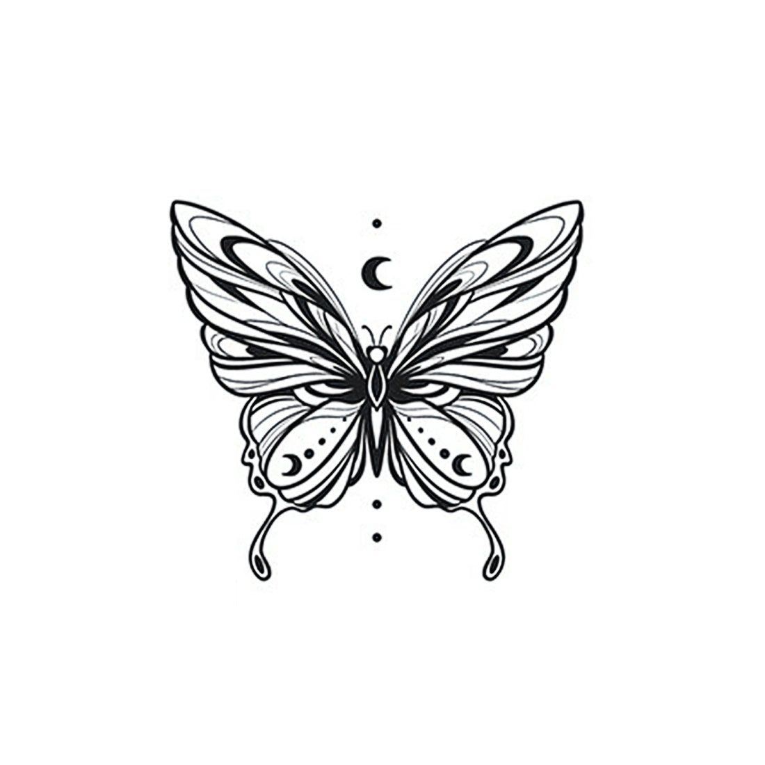 Detailed moonlit butterfly design temporary tattoo – waterproof herbal ink style