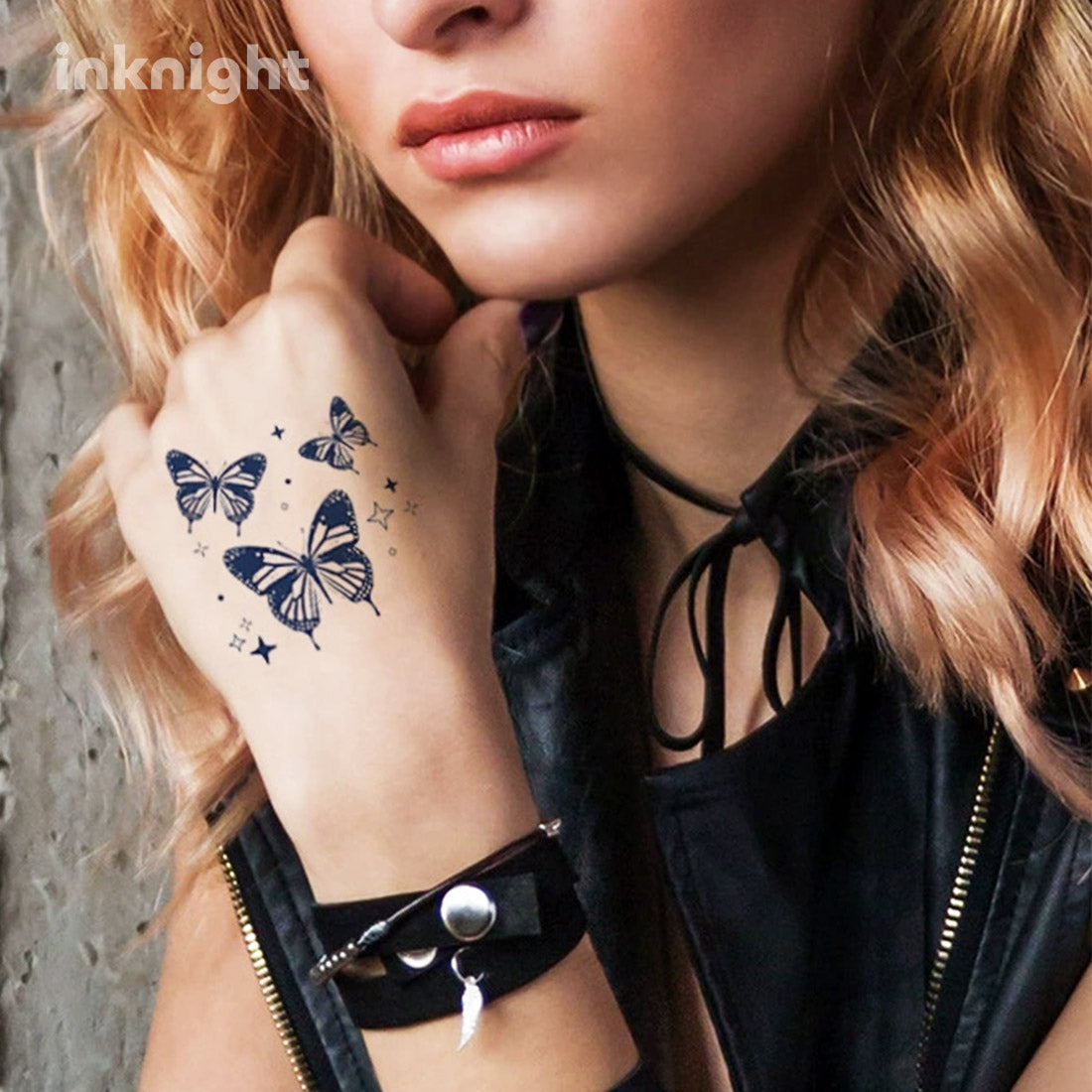 Triple butterfly temporary tattoo on hand – waterproof herbal ink body art