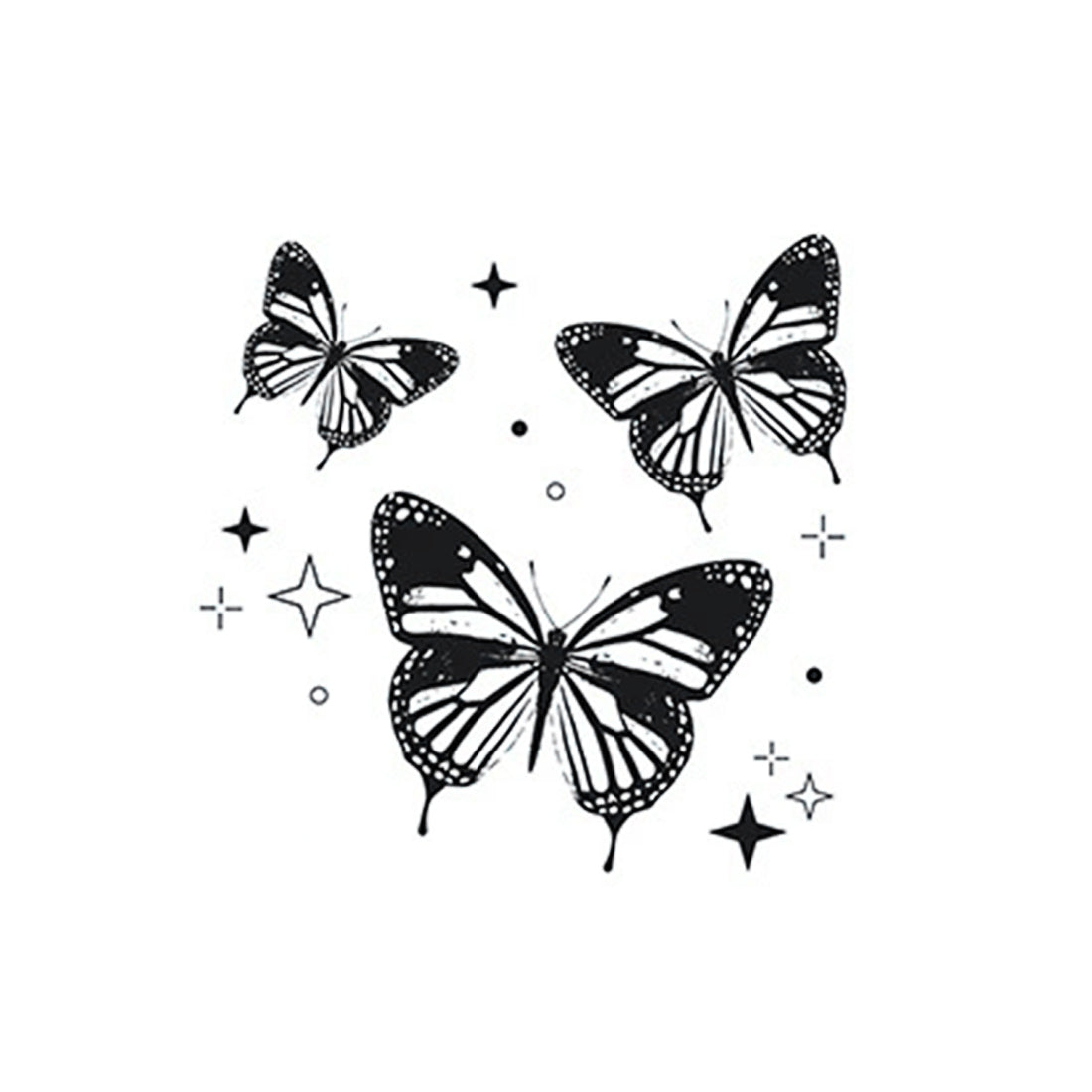 Detailed triple butterfly design temporary tattoo – waterproof herbal ink style