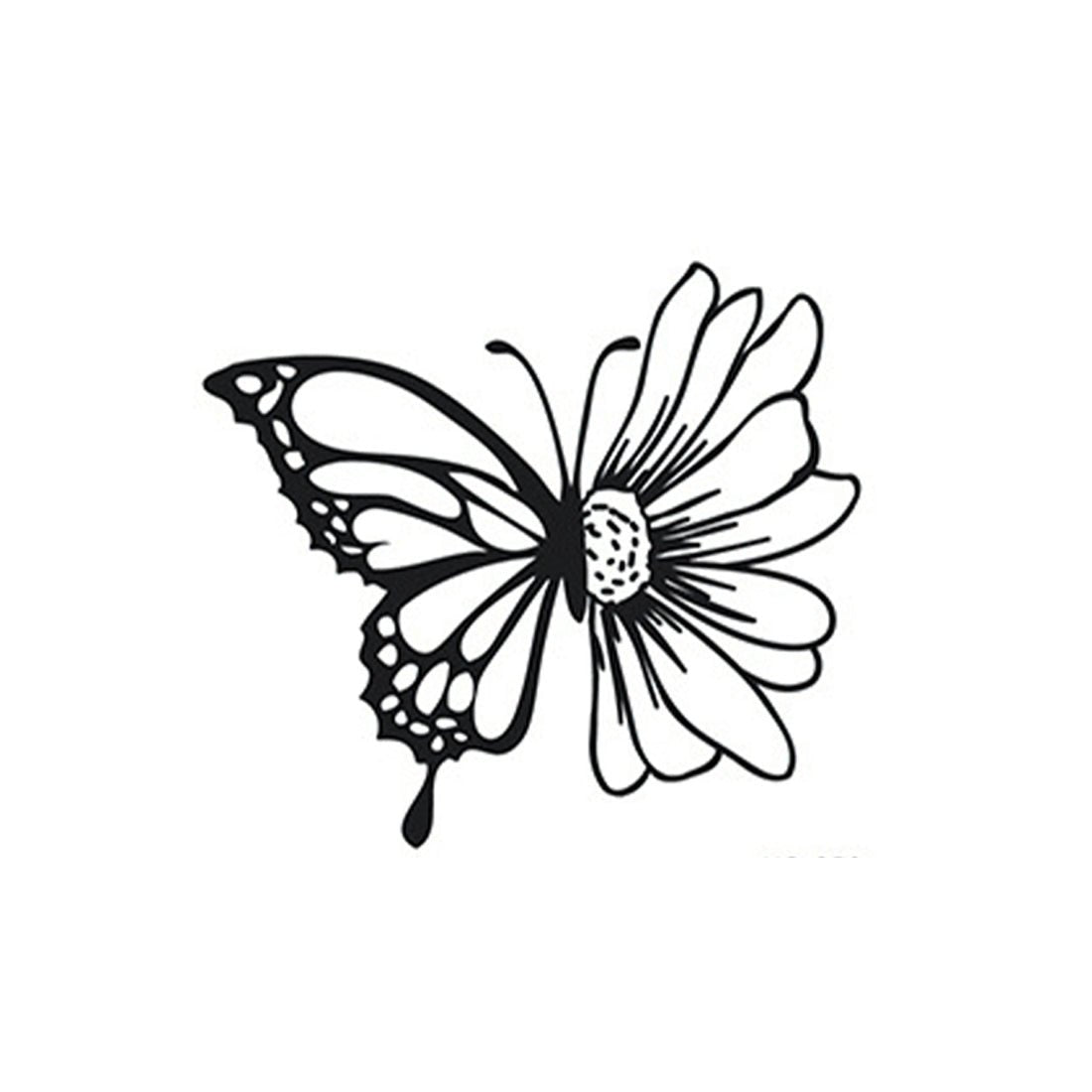 Hybrid butterfly and flower design temporary tattoo – waterproof herbal ink style