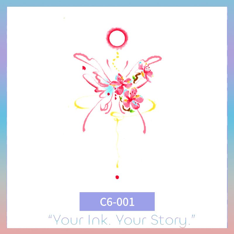 Colorful Butterfly Temporary Tattoo – Vibrant & Photo-Ready - c6-001 / 2.4×3.9in - 彩色清新