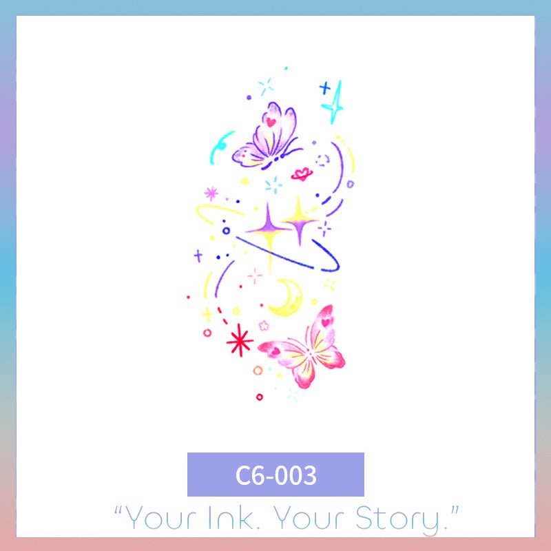 Colorful Butterfly Temporary Tattoo – Vibrant & Photo-Ready - c6-003 / 2.4×3.9in - 彩色清新