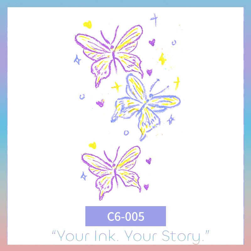 Colorful Butterfly Temporary Tattoo – Vibrant & Photo-Ready - c6-005 / 2.4×3.9in - 彩色清新