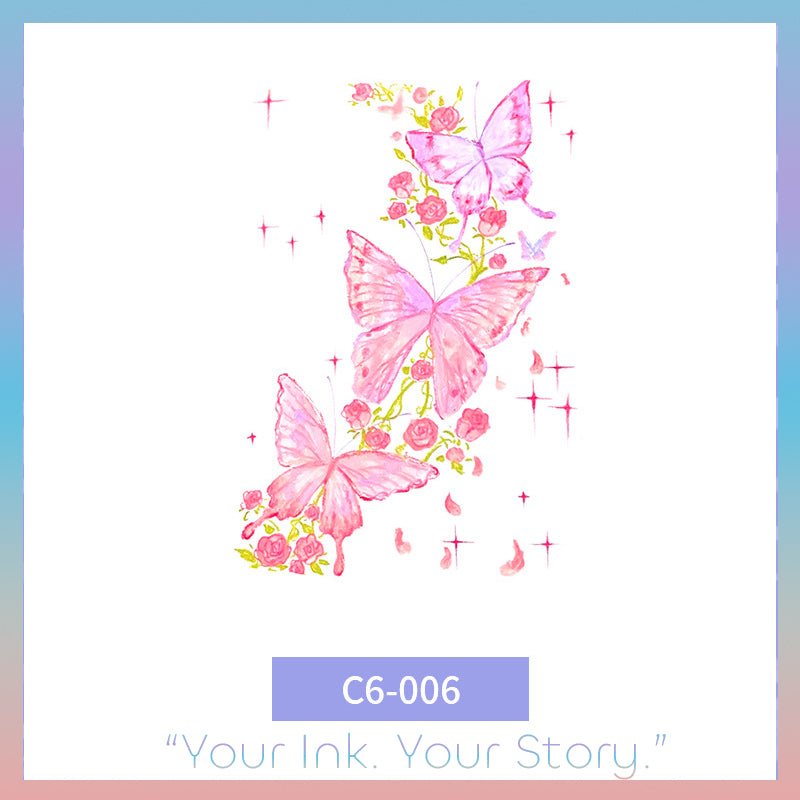 Colorful Butterfly Temporary Tattoo – Vibrant & Photo-Ready - c6-006 / 2.4×3.9in - 彩色清新