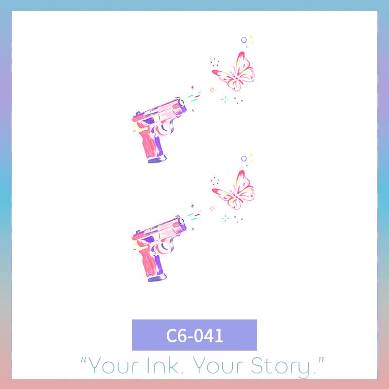 Colorful Butterfly Temporary Tattoo – Vibrant & Photo-Ready - c6-041 / 2.4×3.9in - 彩色清新