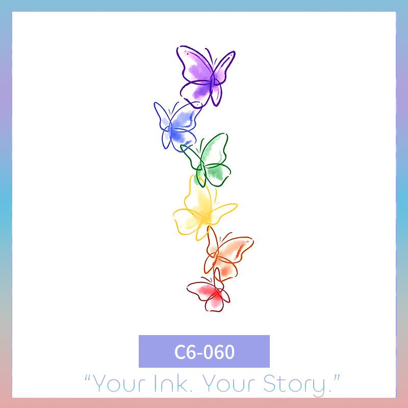Colorful Butterfly Temporary Tattoo – Vibrant & Photo-Ready - c6-060 / 2.4×3.9in - 彩色清新