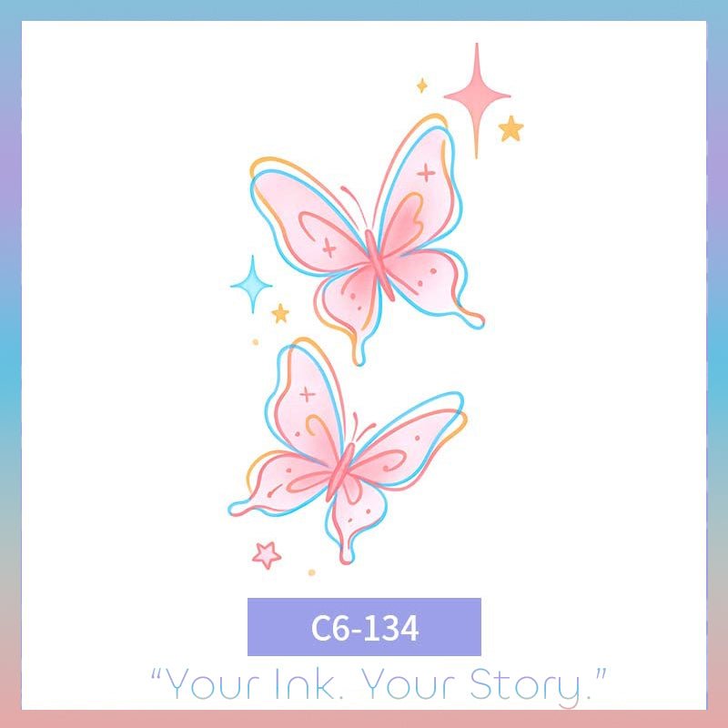 Colorful Butterfly Temporary Tattoo – Vibrant & Photo-Ready - c6-134 / 2.4×3.9in - 彩色清新