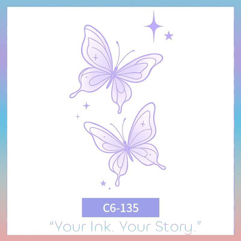 Colorful Butterfly Temporary Tattoo – Vibrant & Photo-Ready - c6-135 / 2.4×3.9in - 彩色清新