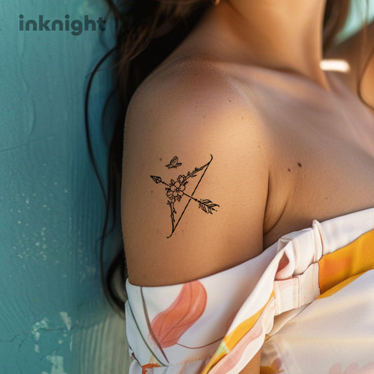 Floral Arrow & Butterfly Tattoo - HC-151