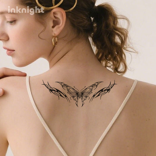 Tribal Butterfly Temporary Tattoo – 2 Designs for Back or Thigh Placement
