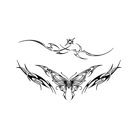 Tribal Butterfly Temporary Tattoo – 2 Designs for Back or Thigh Placement