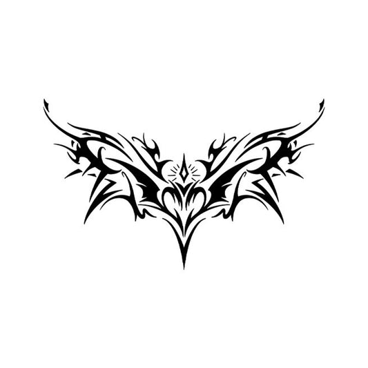 Tribal Heart Wings Temporary Tattoo – Large Black Waterproof Tattoo Sticker - 4.3x7.1