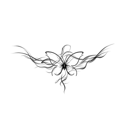 Abstract Butterfly Thigh Tattoo – Black Line Temporary Tattoo Sticker for Women