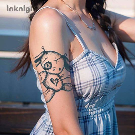 Stitched Heart Plushie Tattoo - kt-723 / 4.3x7.1in