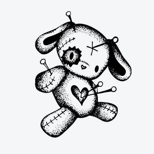 Stitched Heart Plushie Tattoo - kt-723 / 4.3x7.1in