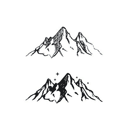 Minimalist mountain designs temporary tattoo set – waterproof herbal ink nature style