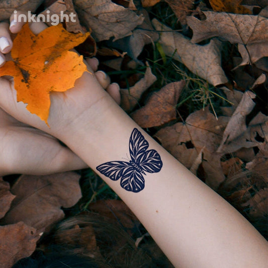 Elegant butterfly temporary tattoo on wrist – waterproof herbal ink body art