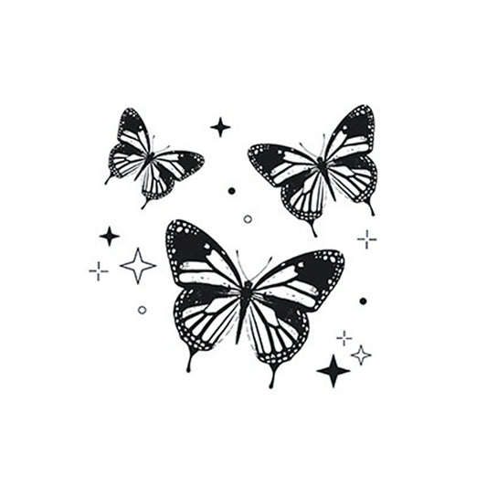 Detailed triple butterfly design temporary tattoo – waterproof herbal ink style