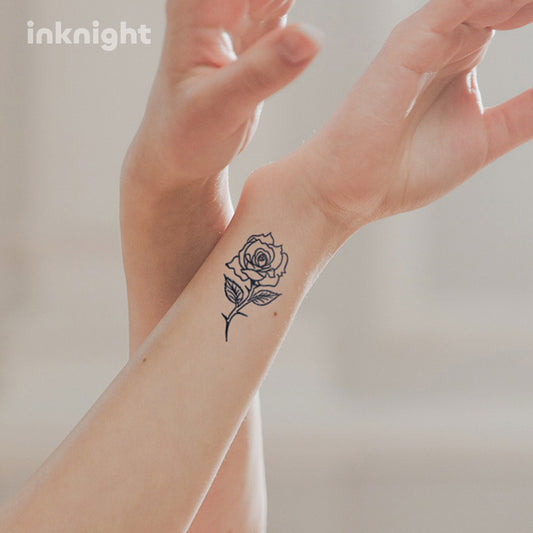 Rose temporary tattoo on wrist – waterproof herbal ink body art sticker
