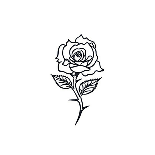 Single rose design temporary tattoo – waterproof herbal ink floral body art