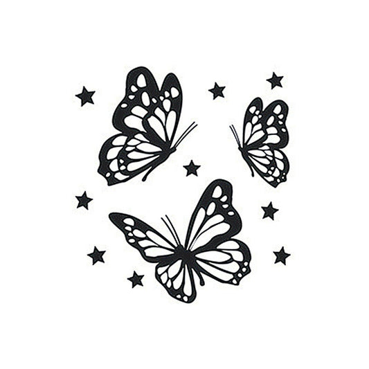 Three butterflies with stars temporary tattoo – waterproof herbal ink design