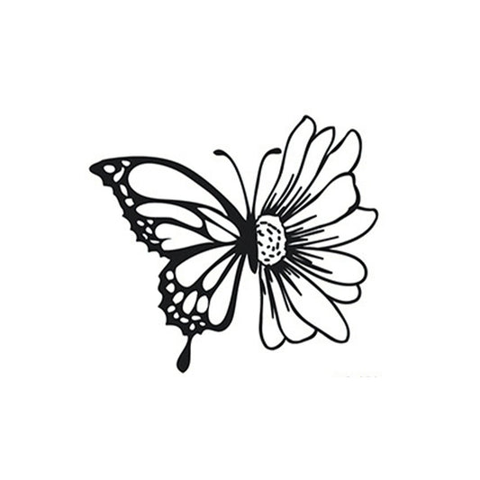 Hybrid butterfly and flower design temporary tattoo – waterproof herbal ink style