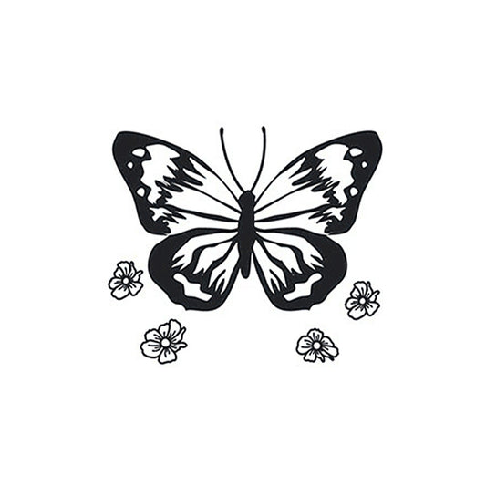 Detailed butterfly with flowers temporary tattoo – waterproof herbal ink design