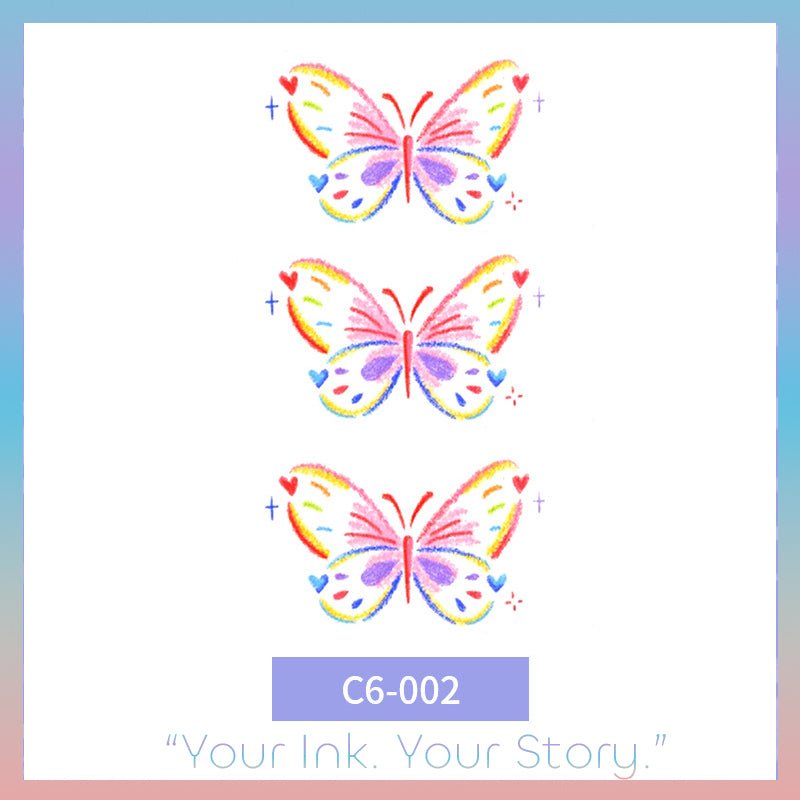 Colorful Butterfly Temporary Tattoo – Vibrant & Photo-Ready - c6-002 / 2.4×3.9in - 彩色清新