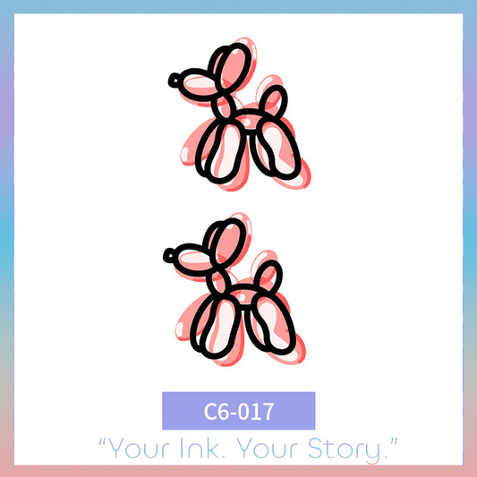 Balloon Dog Line Art Tattoo - c6-017 / 2.4×3.9in